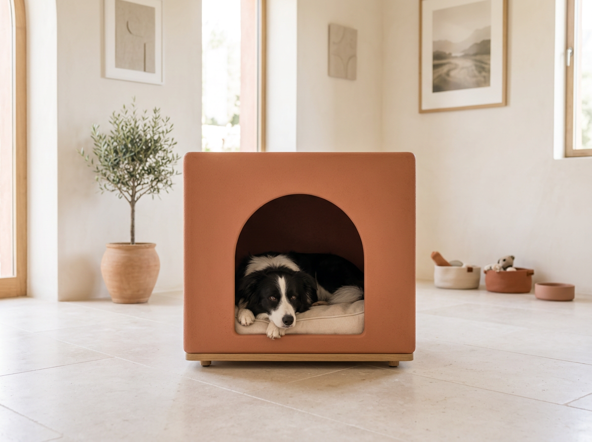 Refugio Arco: alojamiento compacto de lujo para mascotas en el interior de una residencia canina